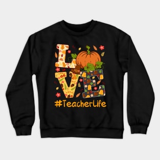 Thankful Teacher Retro Groovy Thanksgiving Fall Women Men Crewneck Sweatshirt